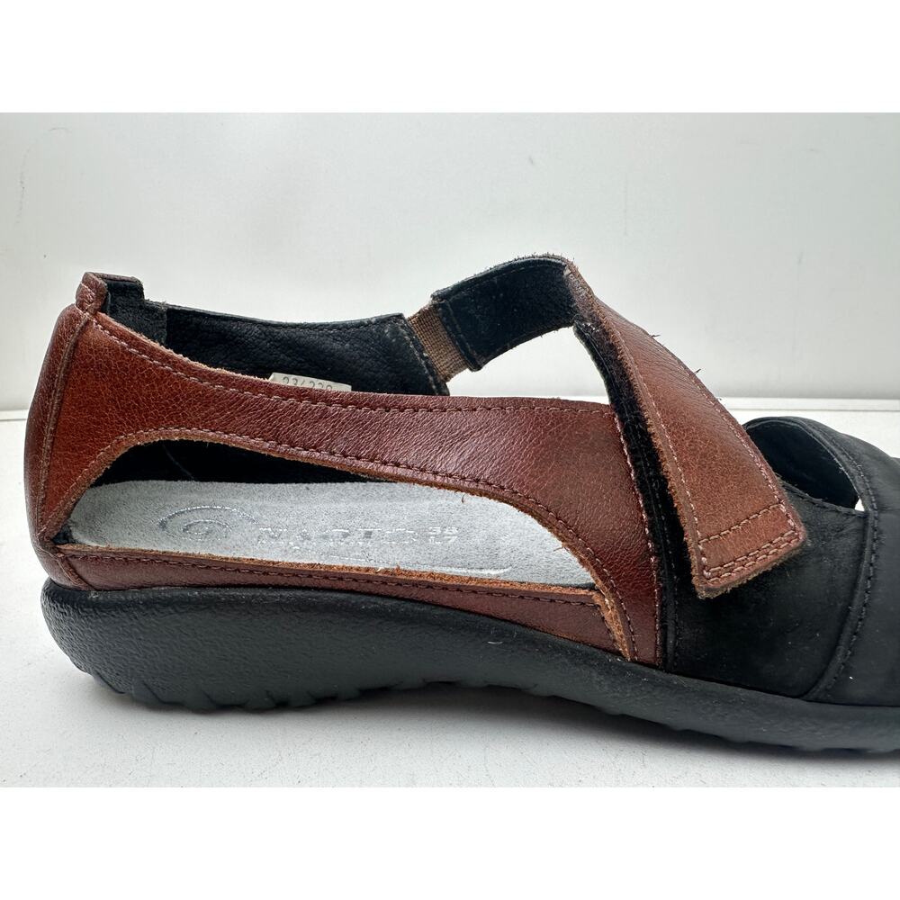 Naot Papaki Black & Cinnamon Leather Comfort Sandals Women's Sz 7 - Picture 5 of 10